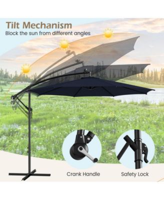 10 Feet Patio Umbrella with 112 Solar-Powered LED Lights