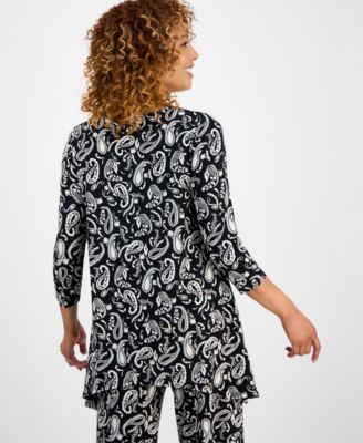 Women's Printed 3/4-Sleeve Swing Knit Top Exclusively at Macy's