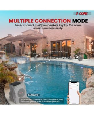 Rock Speaker Outdoor Waterproof Bluetooth Garden Speakers Solar & USB Charging RGB Colors for Patio Pool & Home