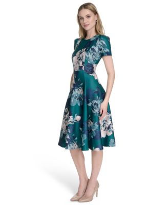 Women's Women's Scuba Floral-Print Fit & Flare Dress