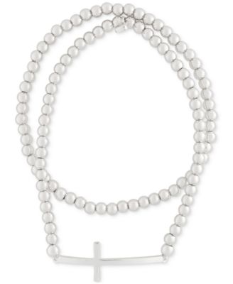 Nine West - 2-Pc. Set Cross Beaded Stretch Bracelets