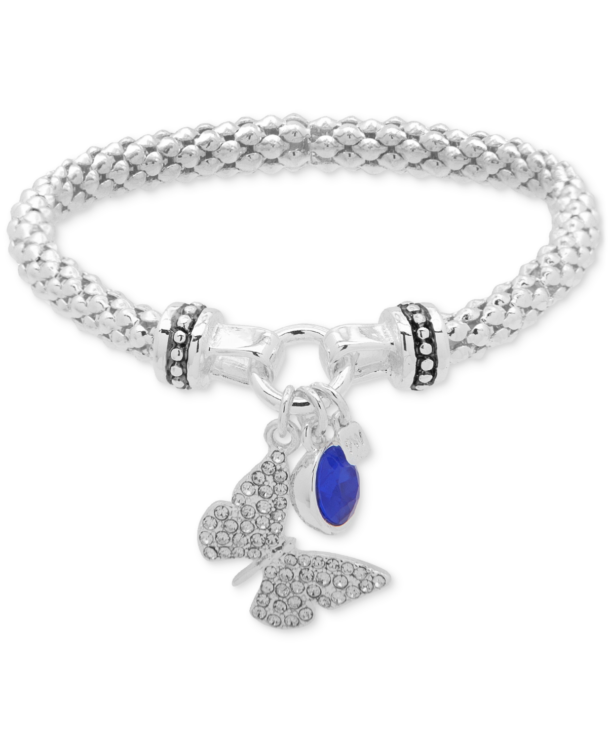 Pave Butterfly & Stone Stretch Bracelet - Blue