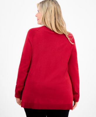Plus Size Button-Trim Sweater