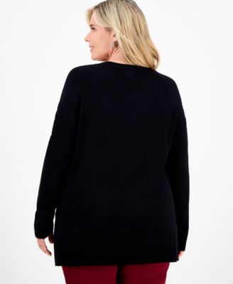 Plus Size Button-Trim Sweater
