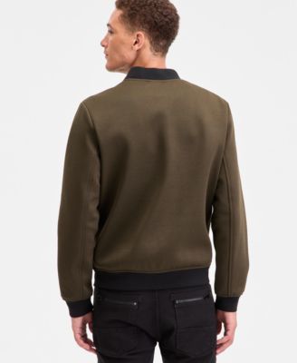 Men's Textured Varsity Zip Bomber Jacket