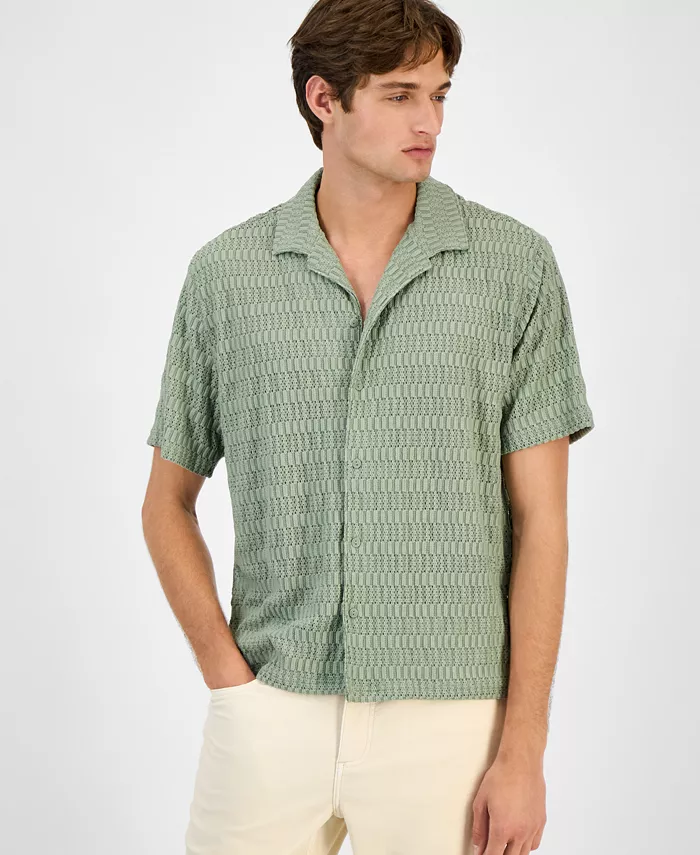 Men's Andre Knit Tonal Stripe Camp Shirt