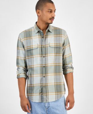 Sun + Stone - Men's Plaid Shirt, Macy's Exclusive