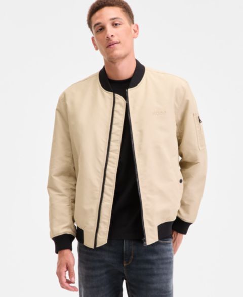 Мужская куртка Hugo Boss Slim-Fit Satin Bomber, цвет: Хаки