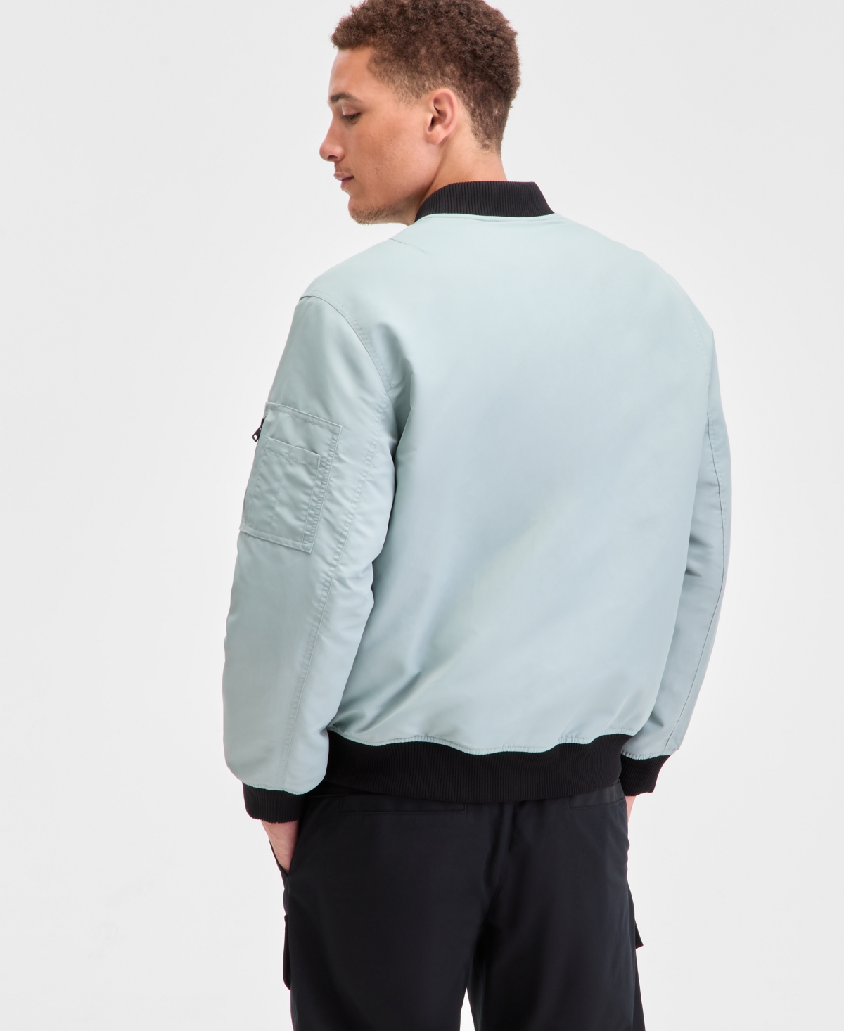 Hugo Boss Hugo By  Men's Baken2435 Slim-fit Satin Bomber Jacket In Blue