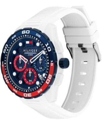 Men's Chronograph White Silicone Strap Watch, 44mm