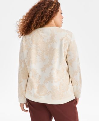 Plus Size Holiday Floral Long-Sleeve Sweatshirt, Macy's Exclusive 