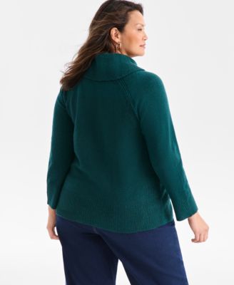 Plus Size Cozy Cowl-Neck Long-Sleeve Sweater, Macy's Exclusive 