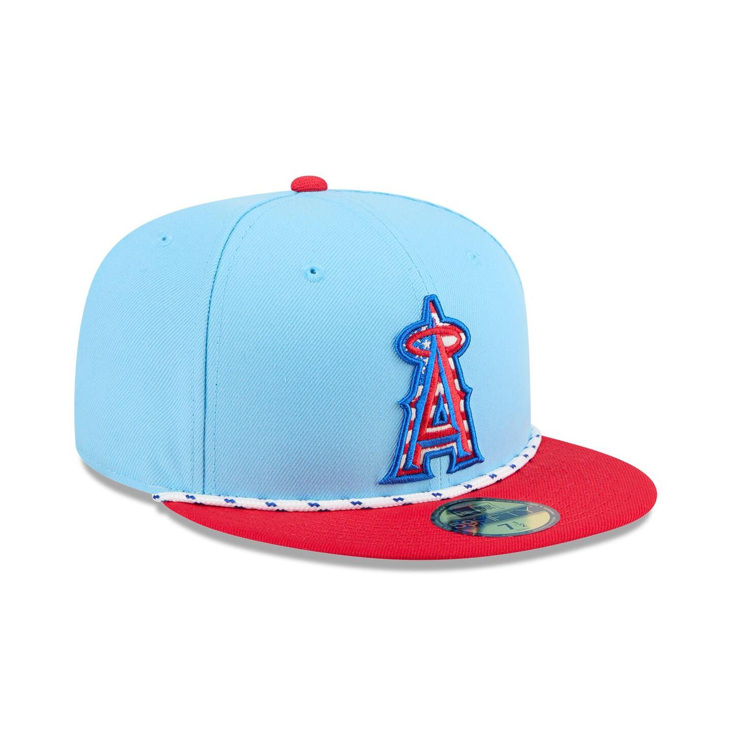 Мужская кепка New Era Light Blue/Red Los Angeles Angels 2025 Fourth of July 59FIFTY Fitted Hat — фото 3