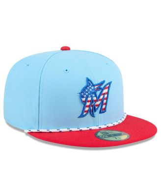 Men's Light Blue/Red Miami Marlins 2025 Fourth of July 59FIFTY Fitted Hat