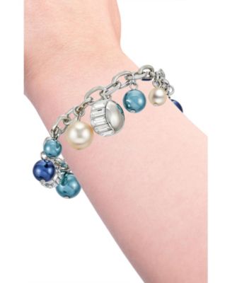 Cultivated Pearl Crystal Charm Bracelet