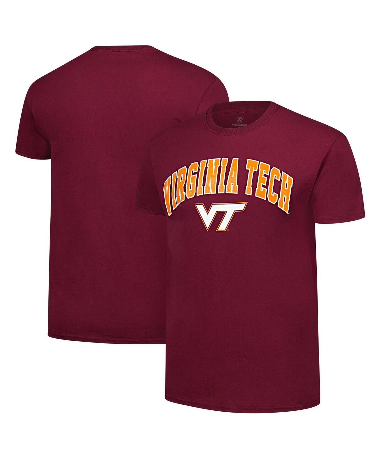 Men's Maroon Virginia Tech Hokies Basic Distressed Arch Mascot T-Shirt - Maroon