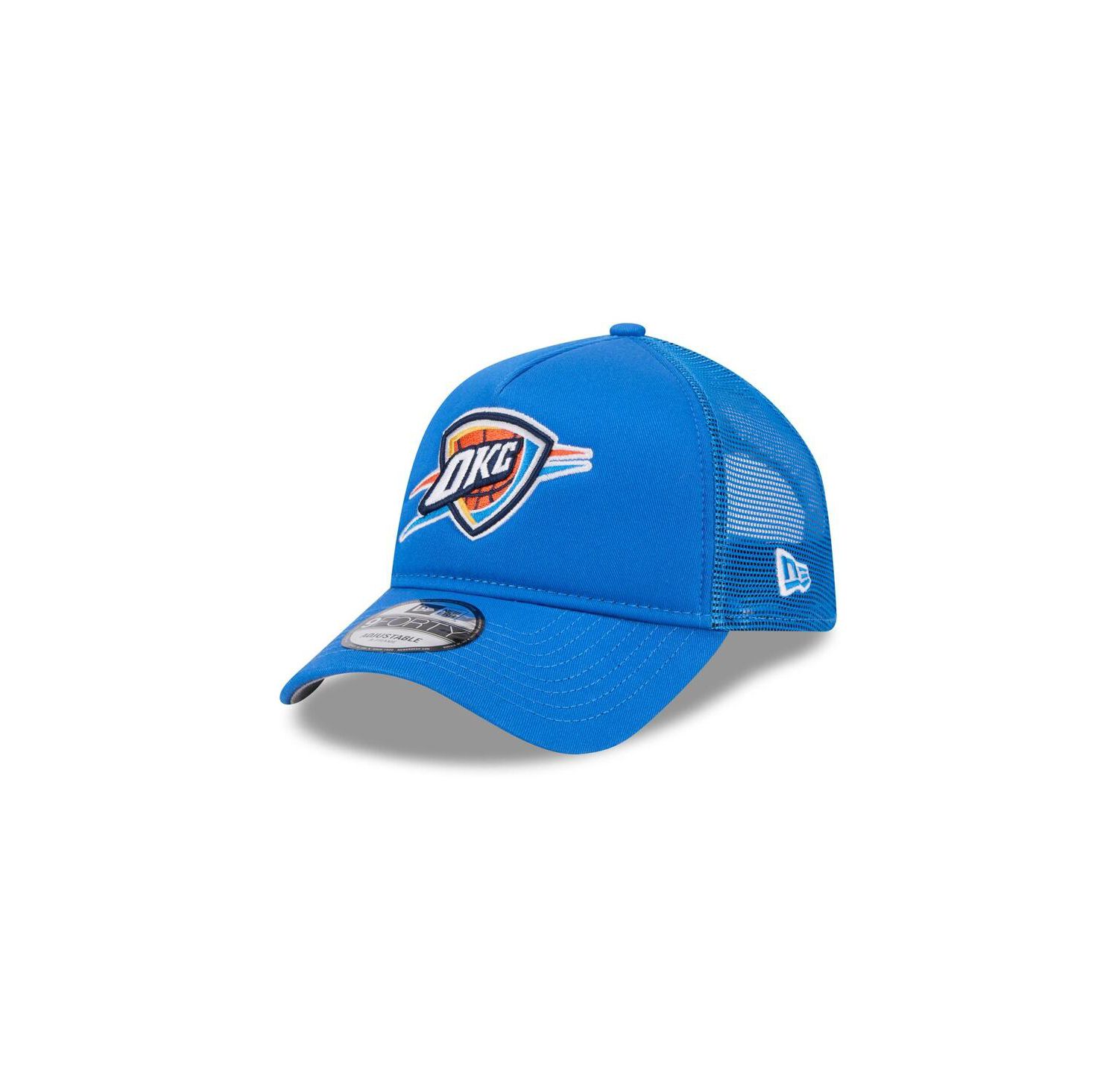 Men's Blue Oklahoma City Thunder Core Logo Foam Front A-Frame 9FORTY Adjustable Trucker Hat