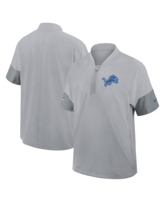 Nike - Men's Gray Detroit Lions Sideline Short Sleeve Quarter-Zip Performance Coach Jacket