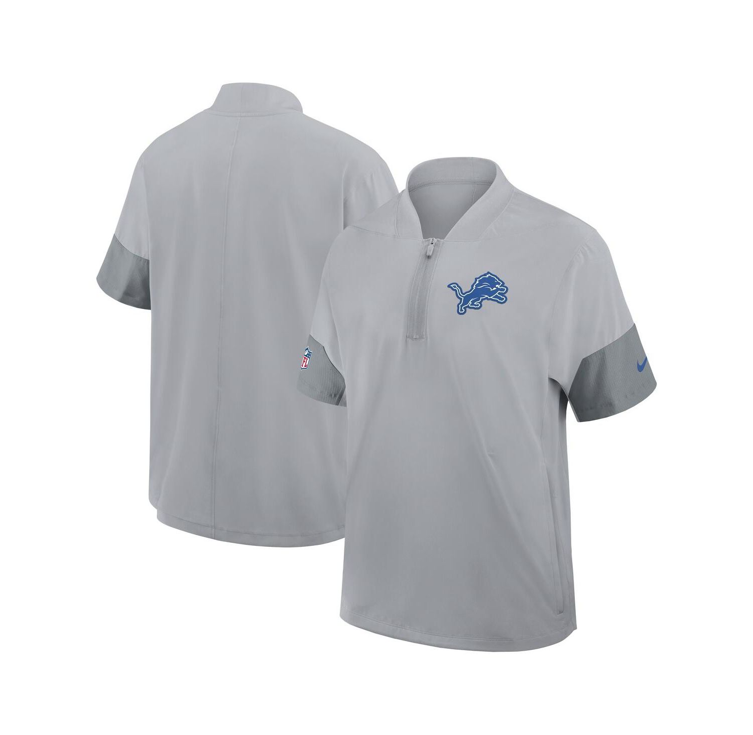 Men's Gray Detroit Lions Sideline Short Sleeve Quarter-Zip Performance Coach Jacket