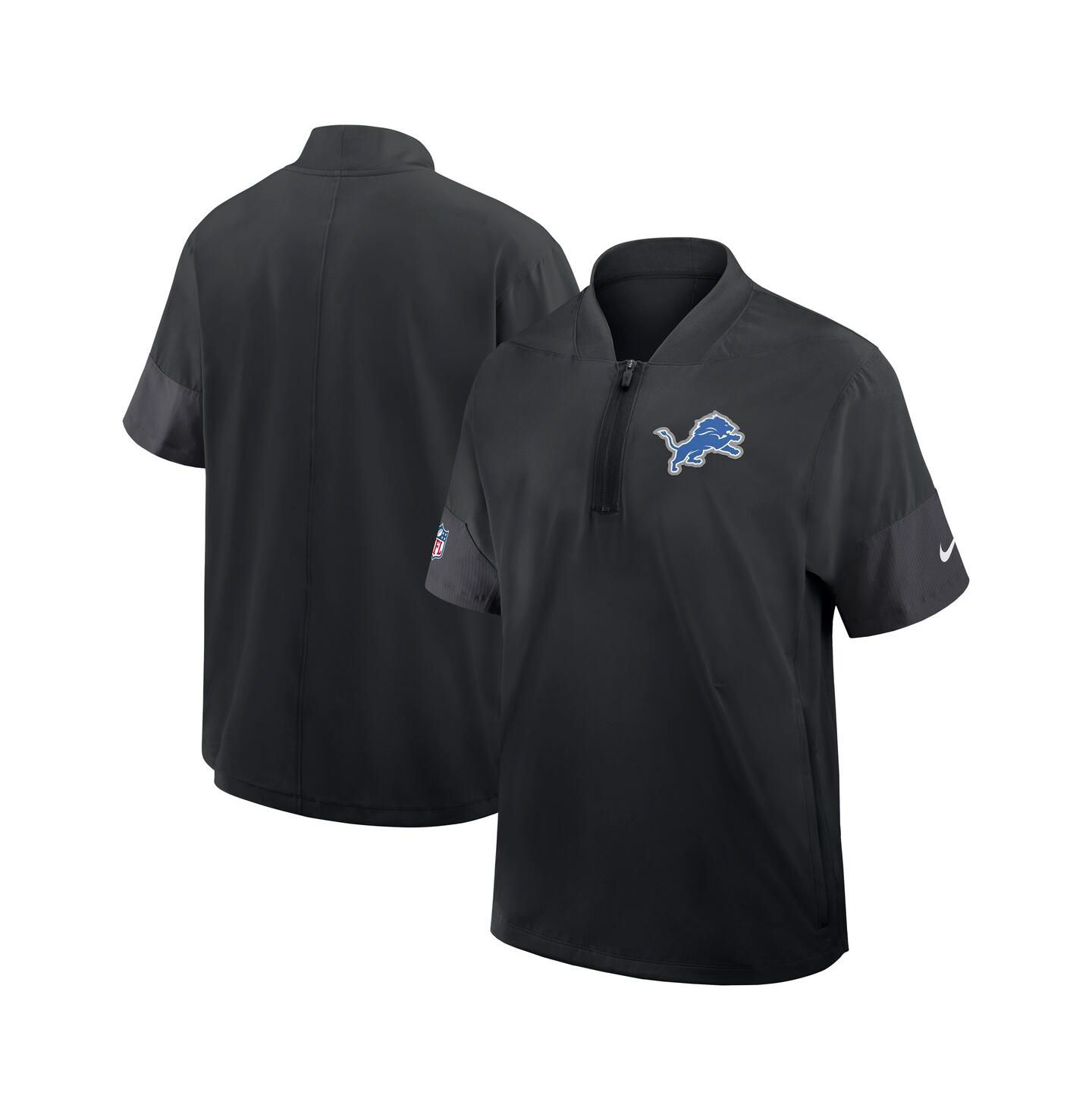 Мужская куртка Nike Black Detroit Lions Sideline Short Sleeve Quarter-Zip Performance Coach — фото 1