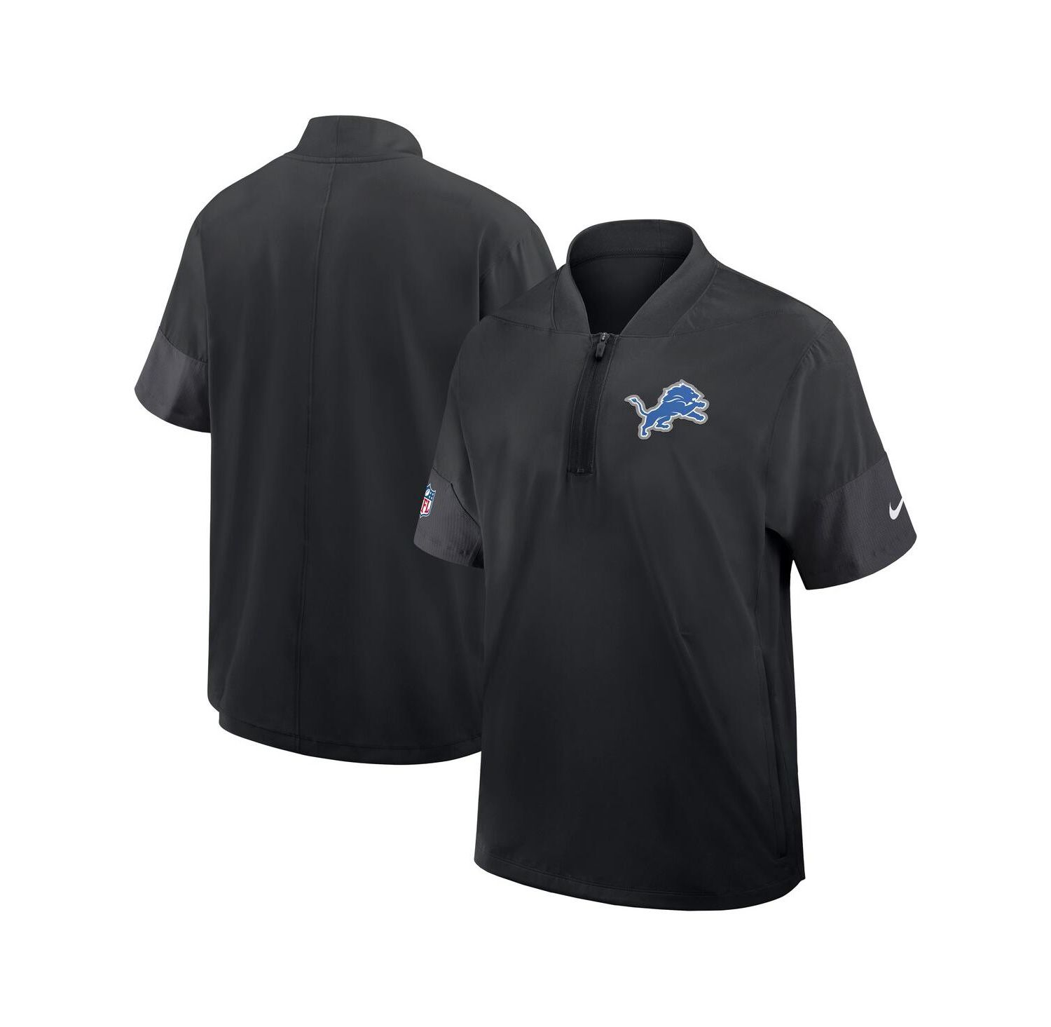 Men's Black Detroit Lions Sideline Short Sleeve Quarter-Zip Performance Coach Jacket