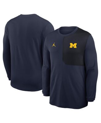Jordan - Men's Navy Michigan Wolverines 2025 Sideline Coach UV Performance Long Sleeve T-Shirt