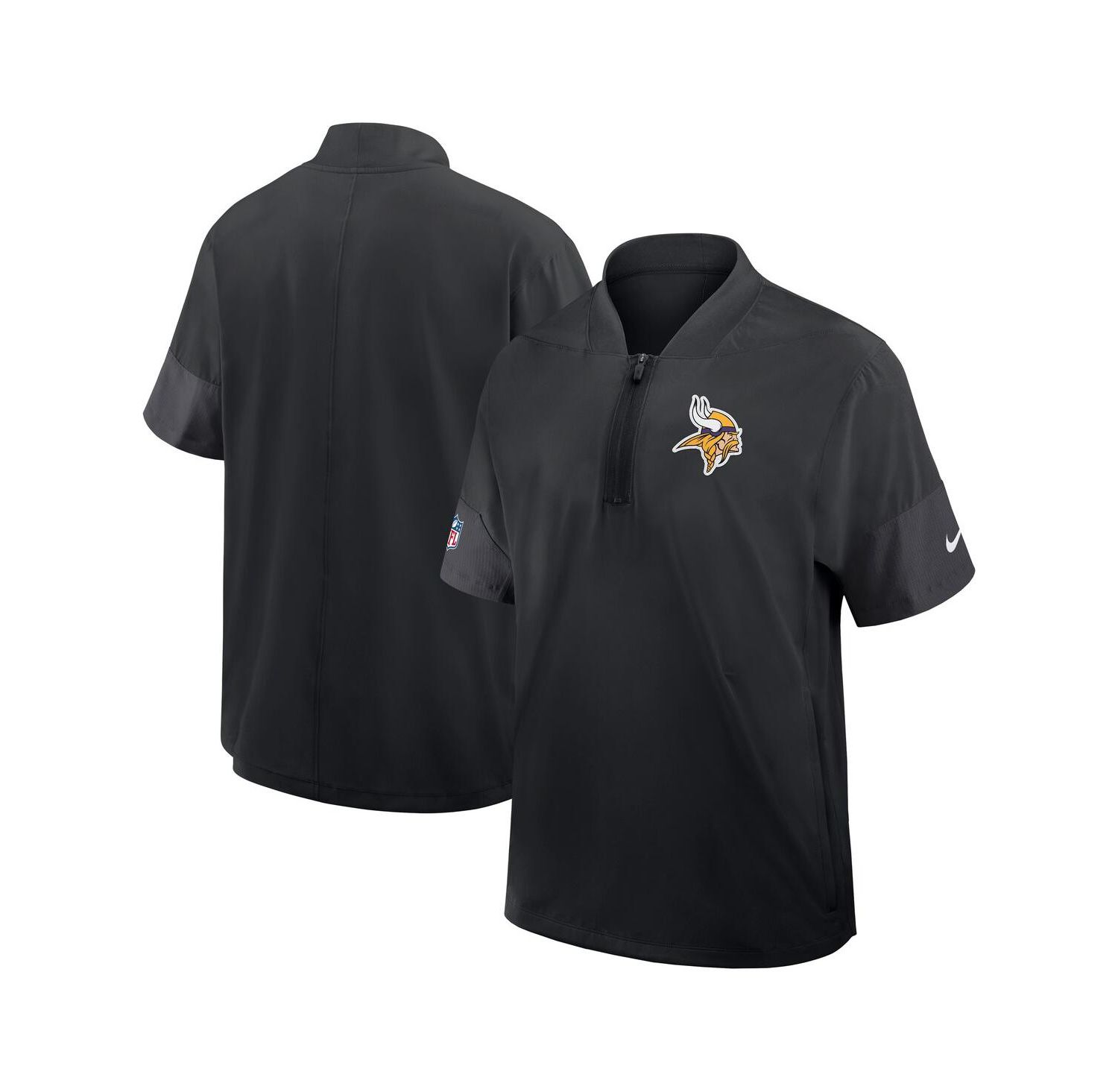 Men's Black Minnesota Vikings Sideline Short Sleeve Quarter-Zip Performance Coach Jacket