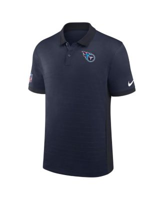 Men's Navy Tennessee Titans Sideline Victory Stripe Performance Polo Shirt