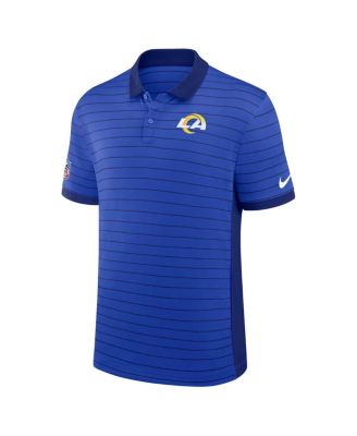 Men's Royal Los Angeles Rams Sideline Victory Stripe Performance Polo Shirt