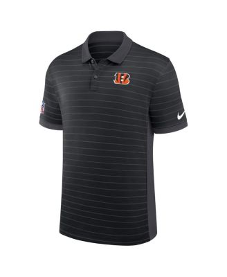 Men's Black Cincinnati Bengals Sideline Victory Stripe Performance Polo Shirt
