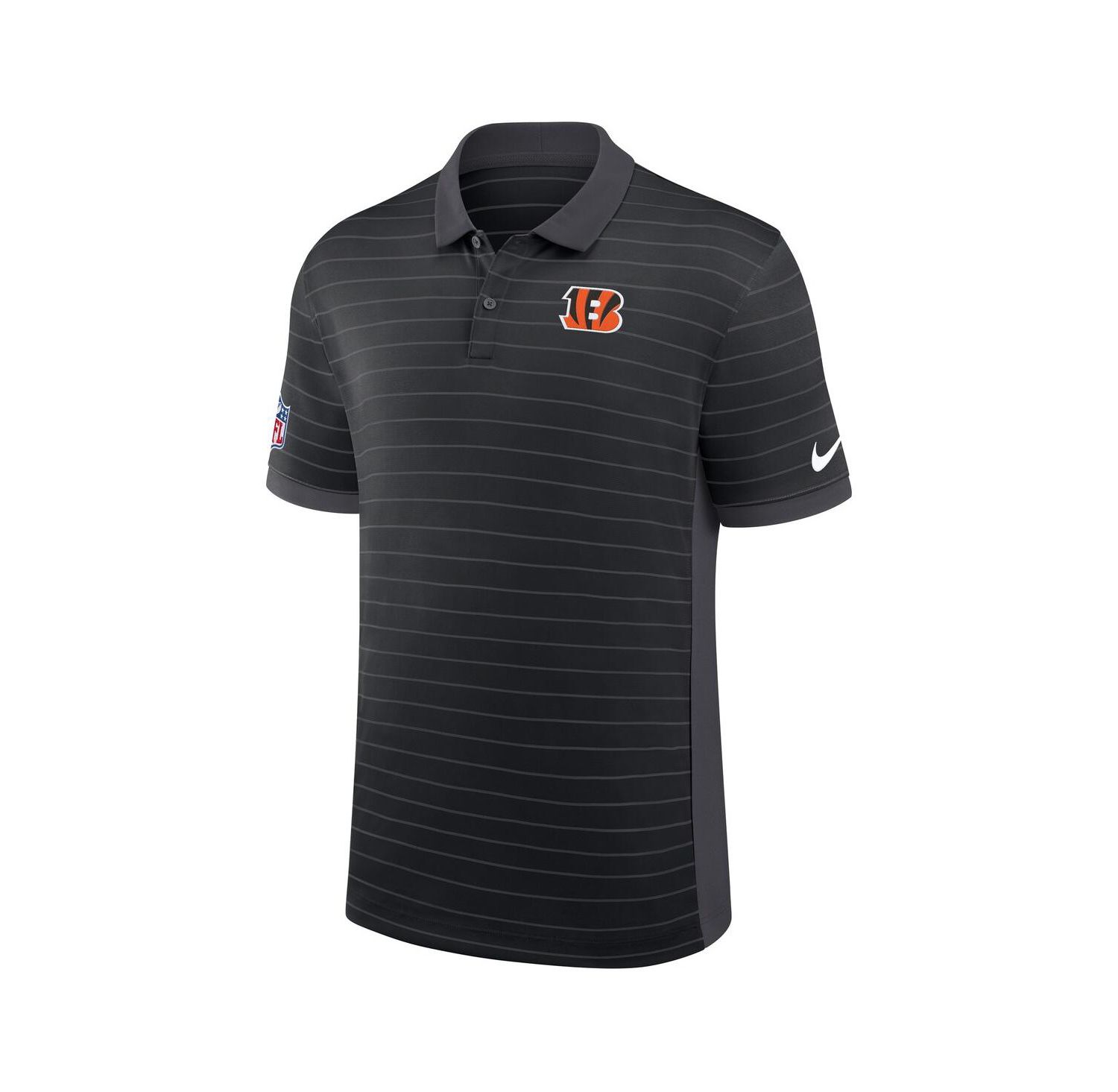 Men's Black Cincinnati Bengals Sideline Victory Stripe Performance Polo Shirt