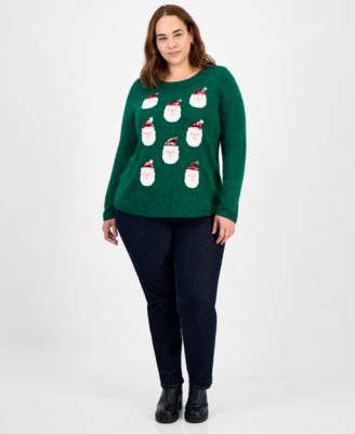 Plus Size Smile-Santa-Graphic Sweater 