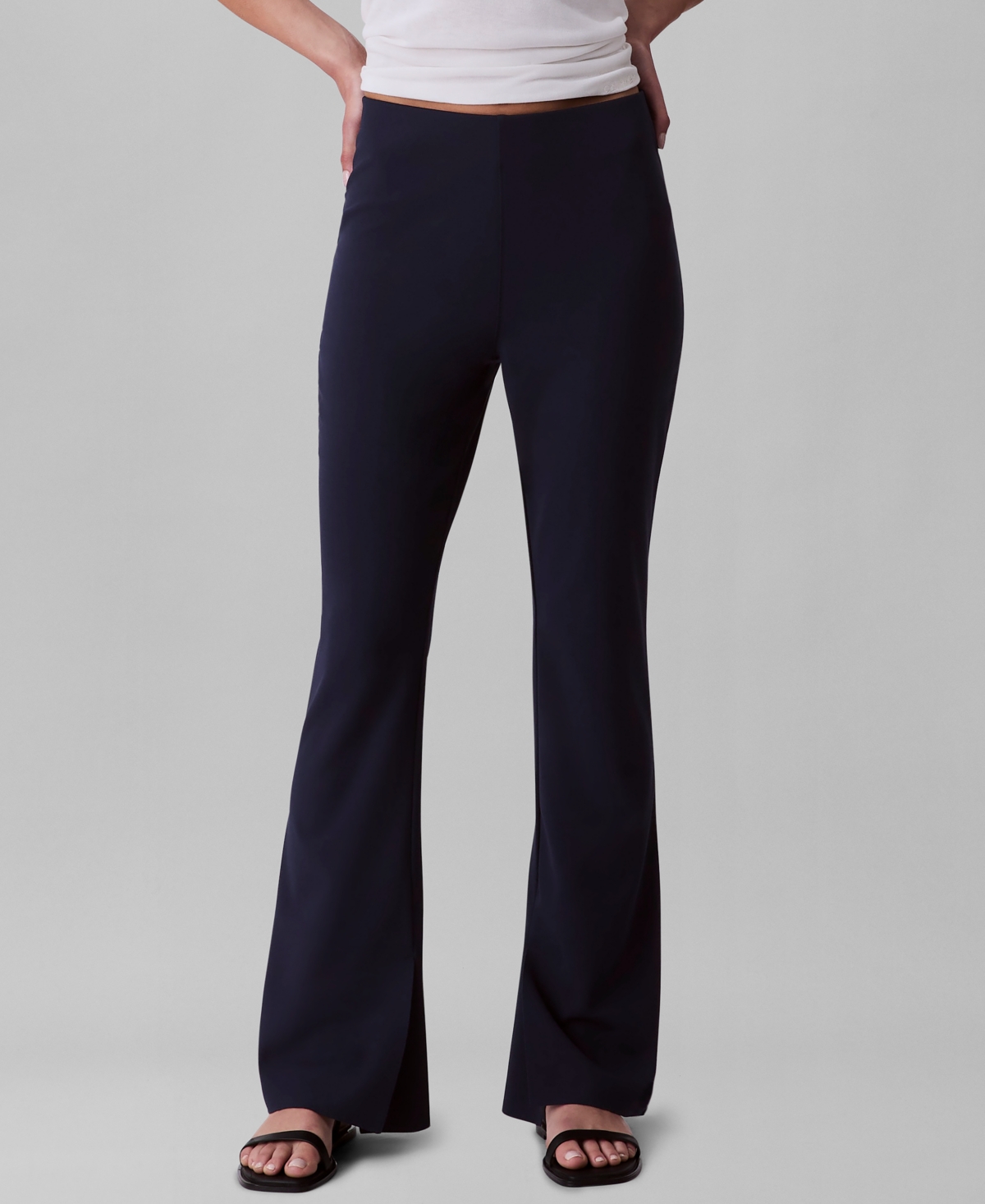 Calvin Klein Women's Stretch Crepe Pull-on Pants In Blue