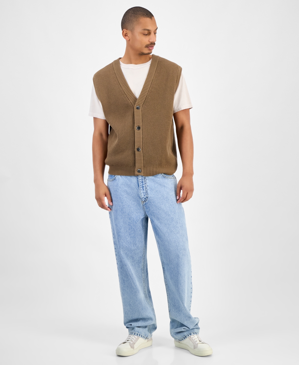 Sun + Stone Men's Sweater Vest, Macy's Exclusive In Brown