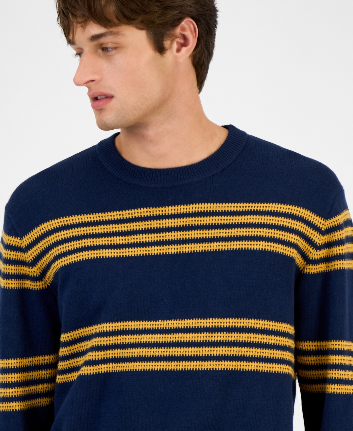 Sun + Stone Men's Striped Crewneck Sweater, Macy's Exclusive In Blue