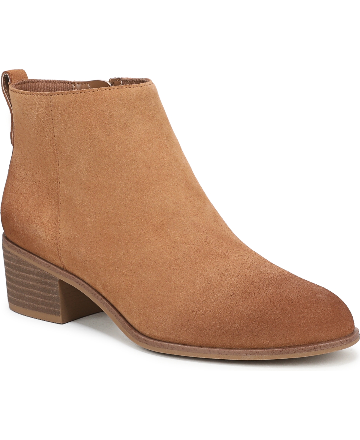 Women's Anya Stacked Block Heel Zip Short Boots - Dark Brown Suede
