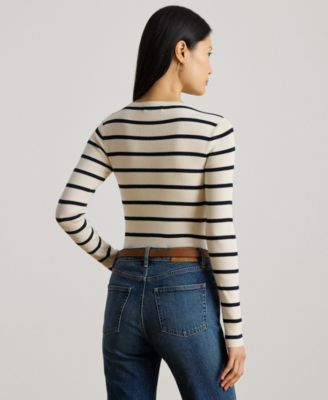 Women's Striped Rib-Knit Crewneck Sweater