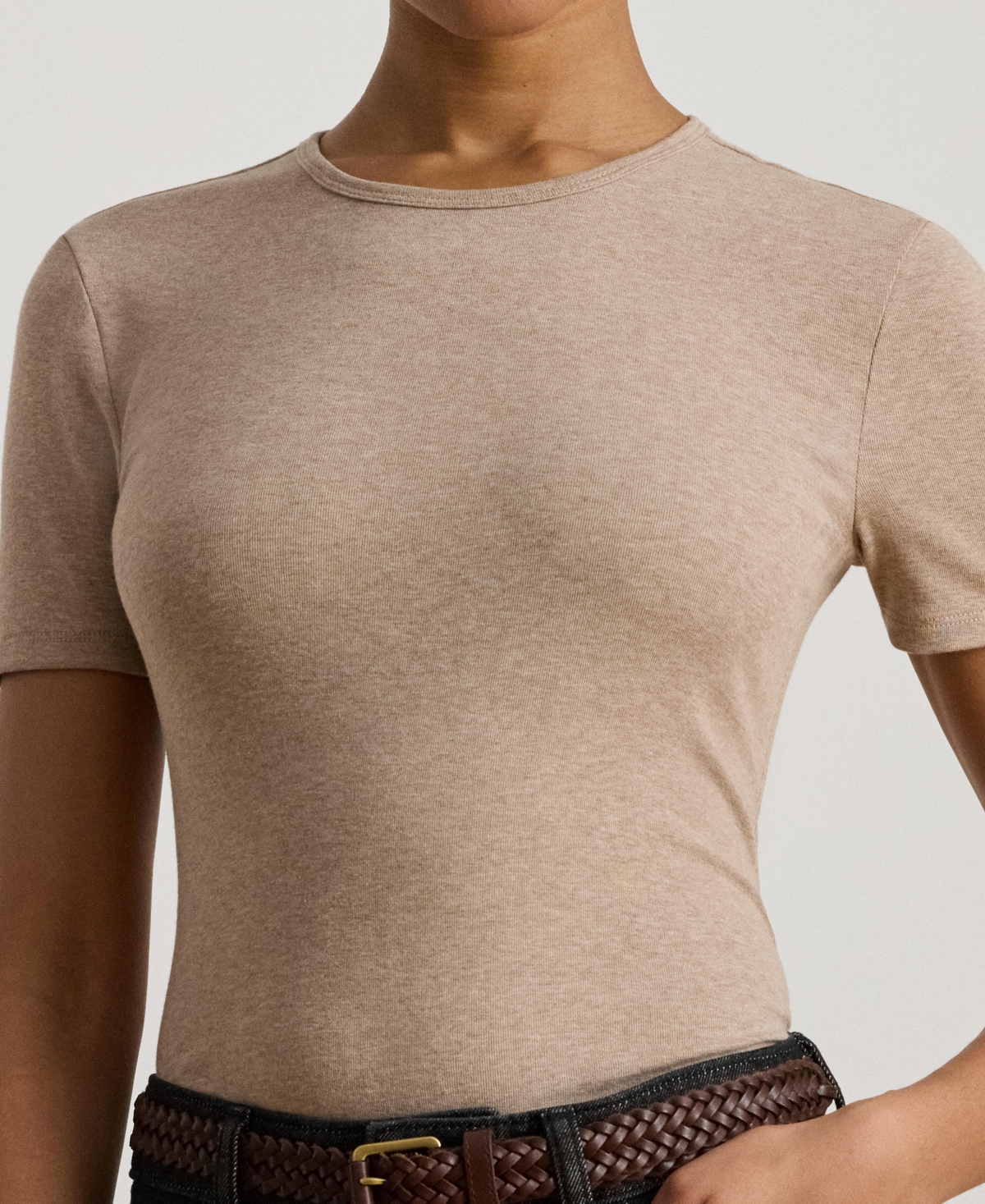 Ralph Lauren Lauren  Stretch Cotton T-shirt In Gray