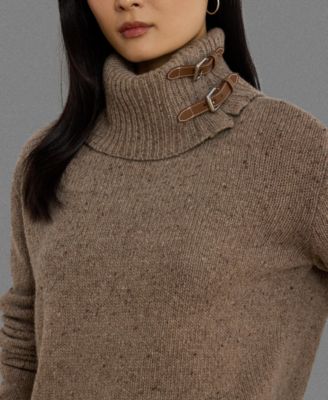 Women's Buckle-Trim M&eacute;lange Turtleneck Sweater