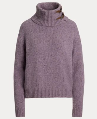 Women's Buckle-Trim M&eacute;lange Turtleneck Sweater