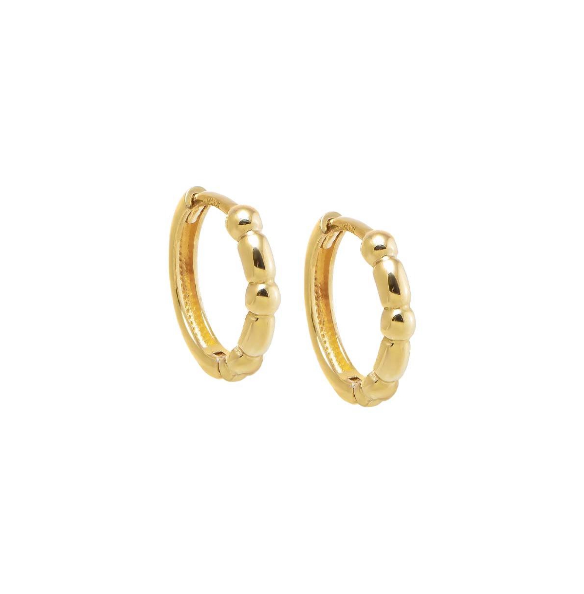 Solid Bar X Bead Huggie Earring 14K - 14k gold