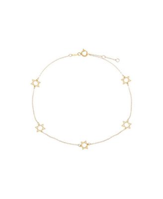 Solid Multi Star Of David Anklet 14k