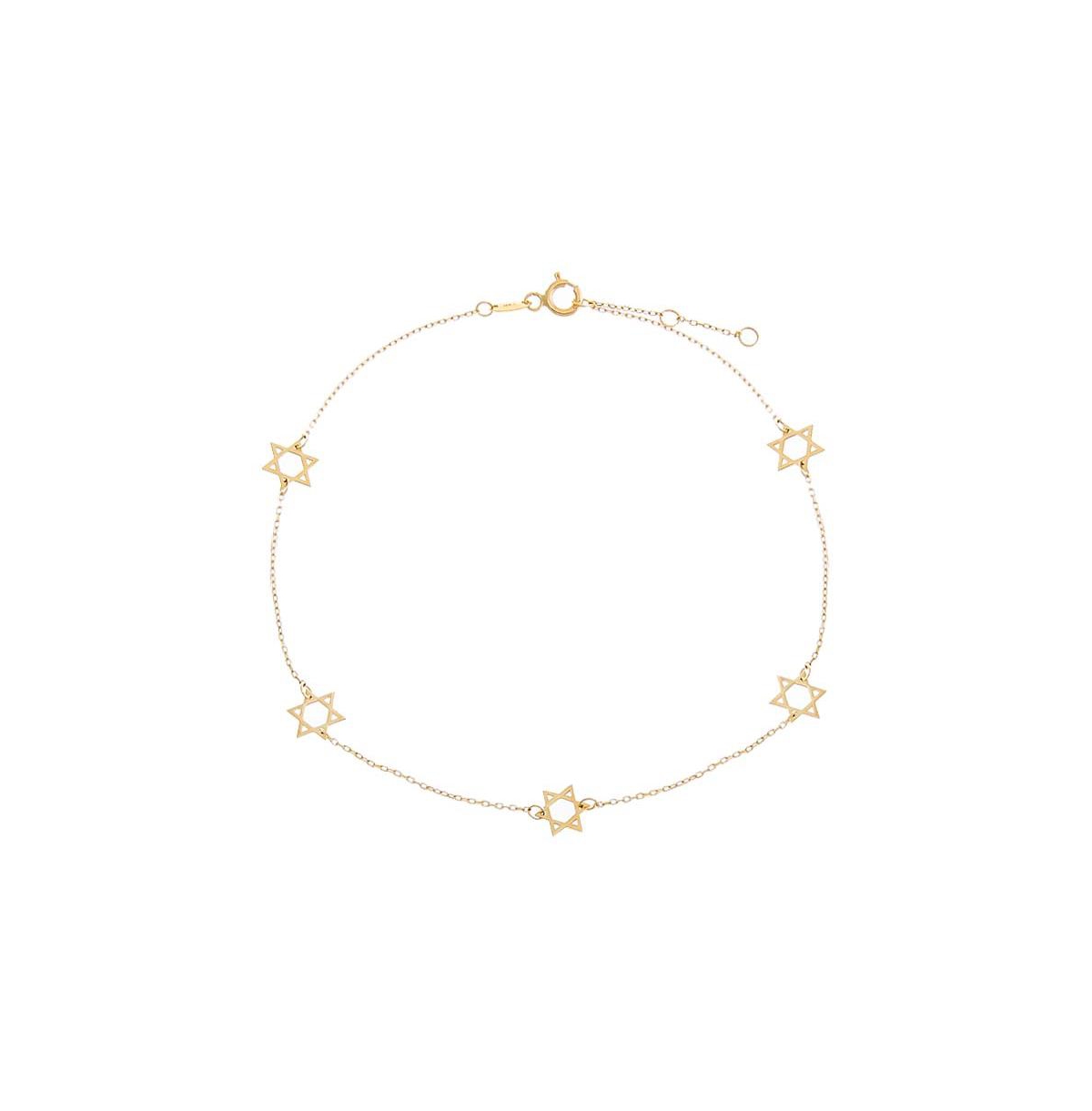 Solid Multi Star Of David Anklet 14K - 14k gold