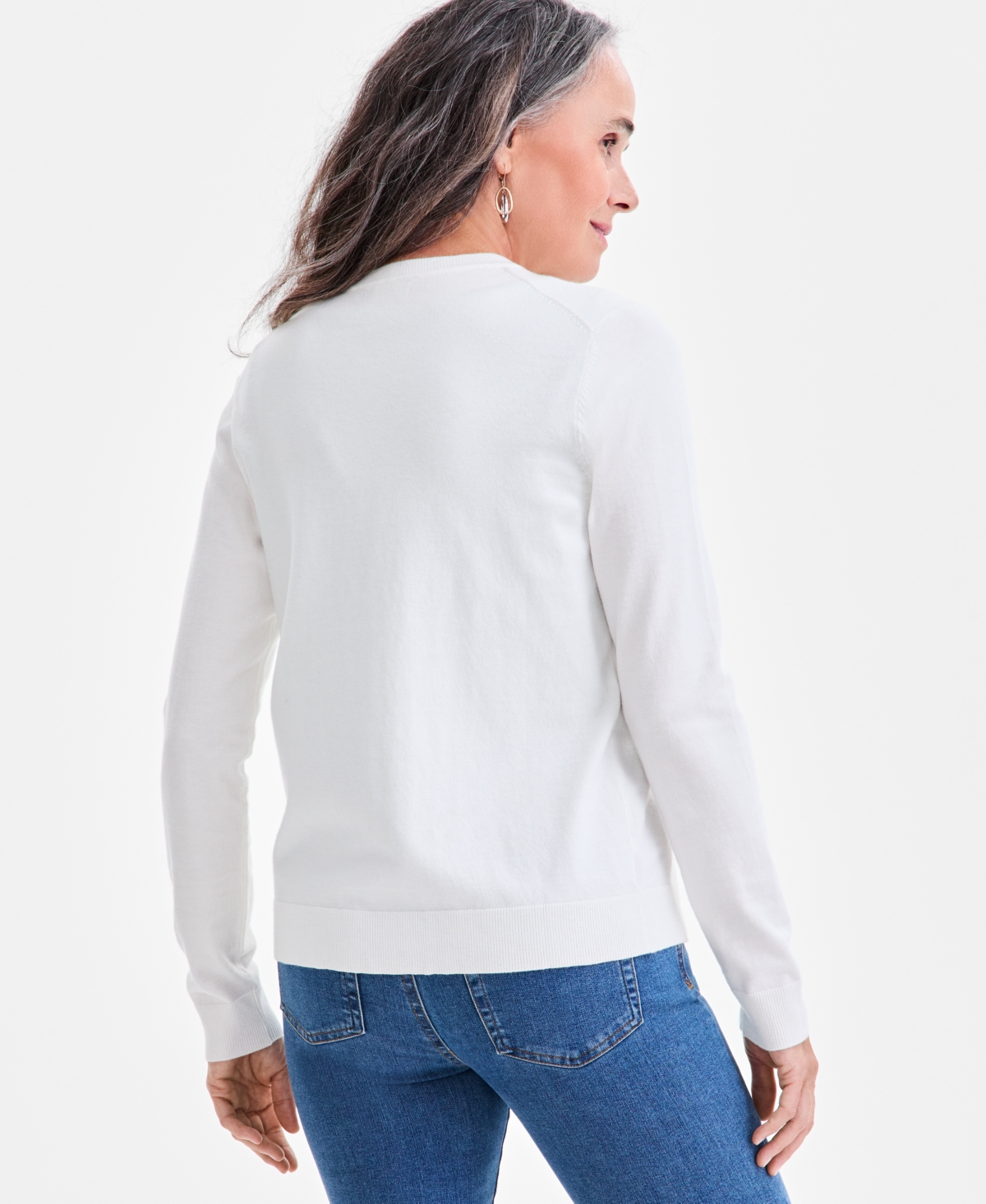 Style & Co Women's Button-down Long-sleeve Cardigan, Created For Macy's In White