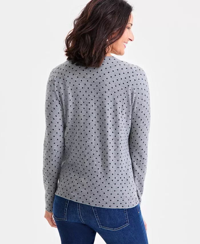 Women's Printed Crewneck Button-Front Cardigan - thumbnail 6
