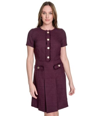 Tommy Hilfiger - Women's Round-Neck Fringe-Trim Dress