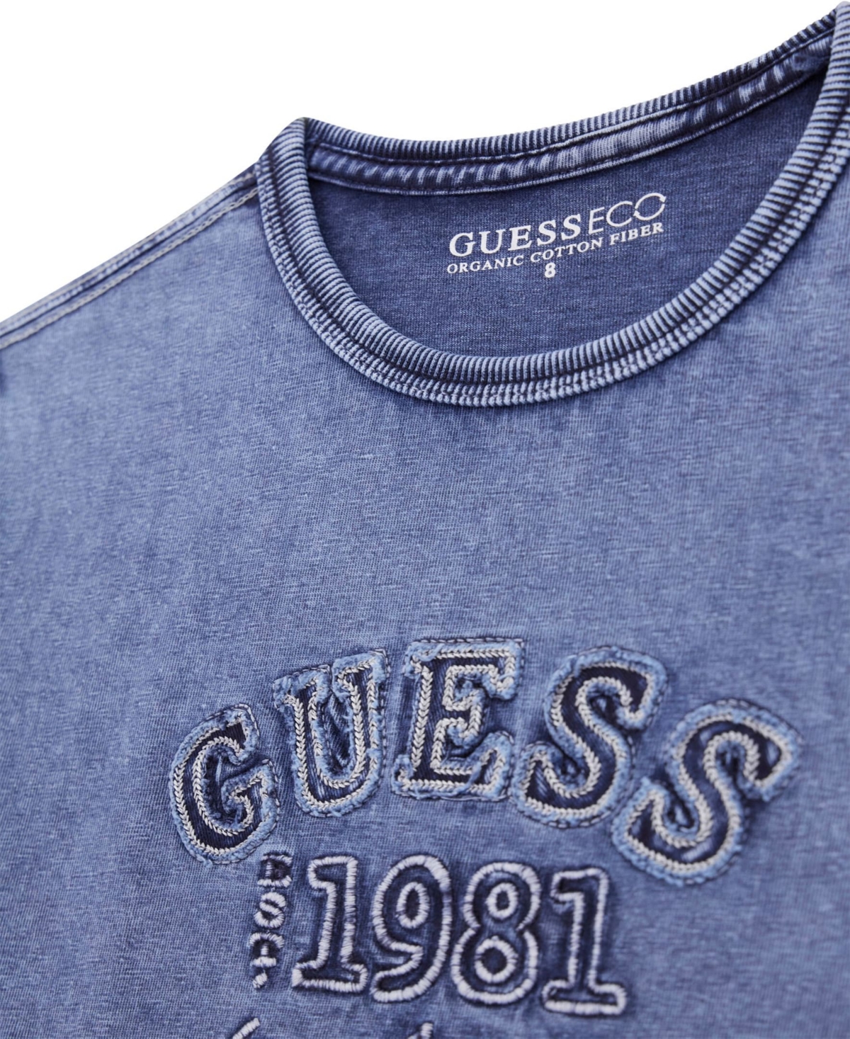 Guess Big Boys Garment Dye Short Sleeve T-shirt In Blue