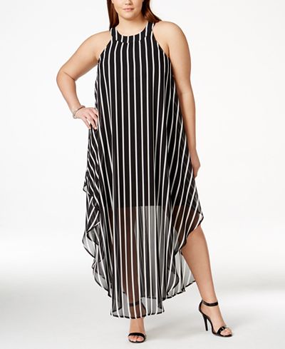 Love Squared Plus Size Striped Maxi Shift Dress