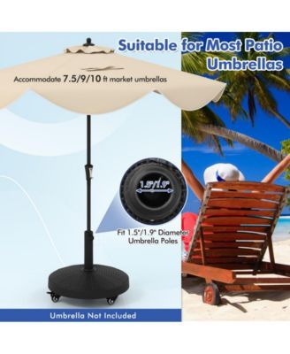 50 LBS Patio Wicker Style Resin Umbrella Base Stand Heavy Duty with Wheels