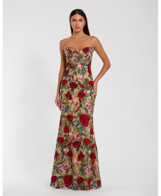Women's Floral Embroidered Off The Shoulder Gown